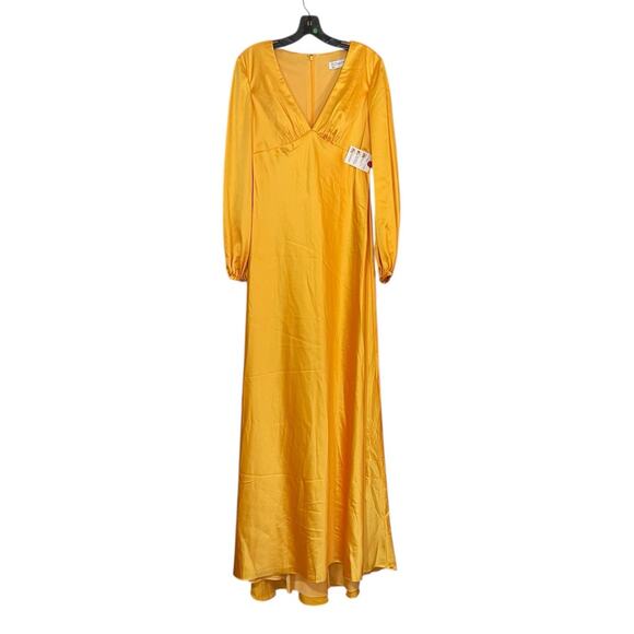 Mac Duggal NEW Size 4 Marigold Long Sleeve Empire Waist Charmeuse Gown 55693 - Picture 5 of 9